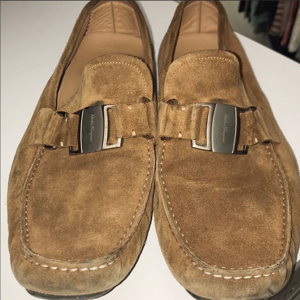 Salvatore Ferragamo Brown Suede Loafers